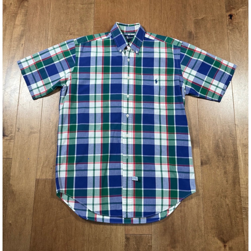 Polo Ralph Lauren Plaid Classic Short Sleeve Button Up Mens S Vintage NWOT